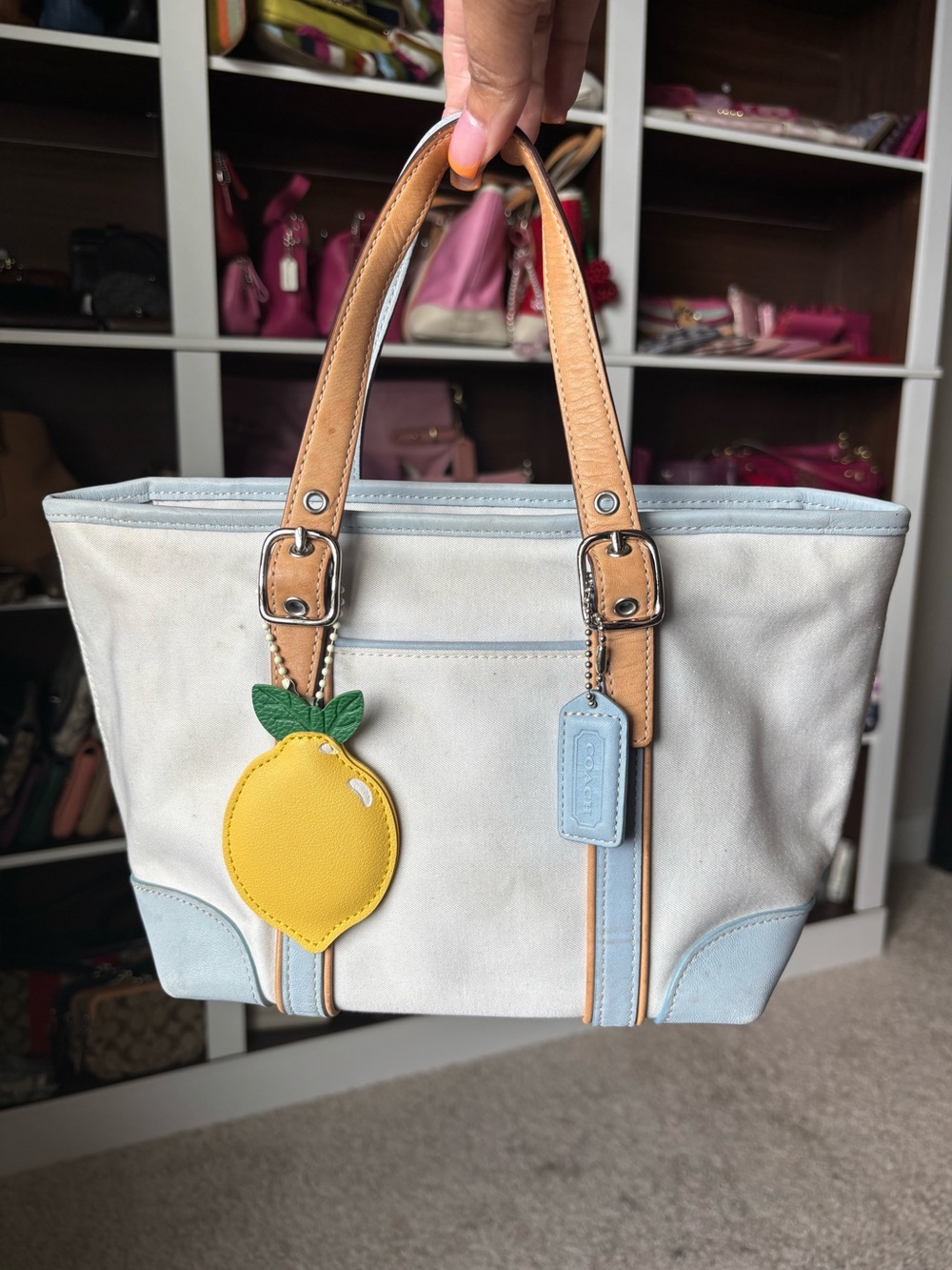 🍋🩵✨🍋COACH Hamptons Mini Canvas Tote Bag🍋✨🩵🍋